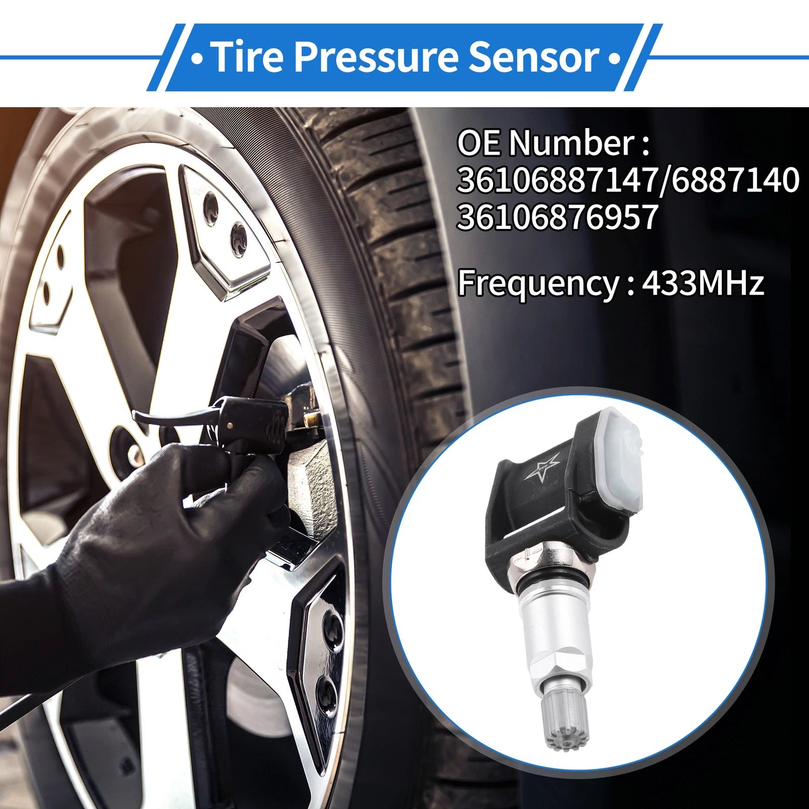 Tire Pressure Sensor for BMW 3 Series (2019–2024) No.36106887147 433MHz