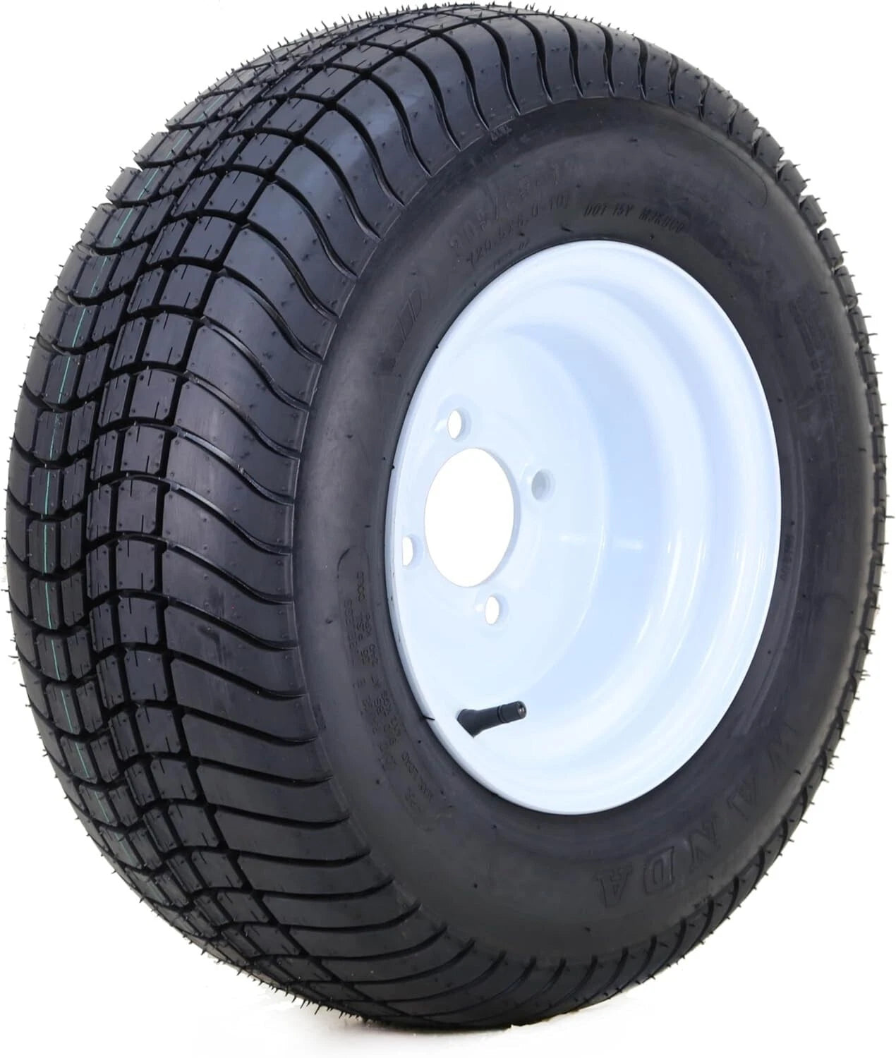 WANDA 205/65-10 Tire Rim for Golf Cart (4-Ply, 4 Lugs, 4" PCD, White)