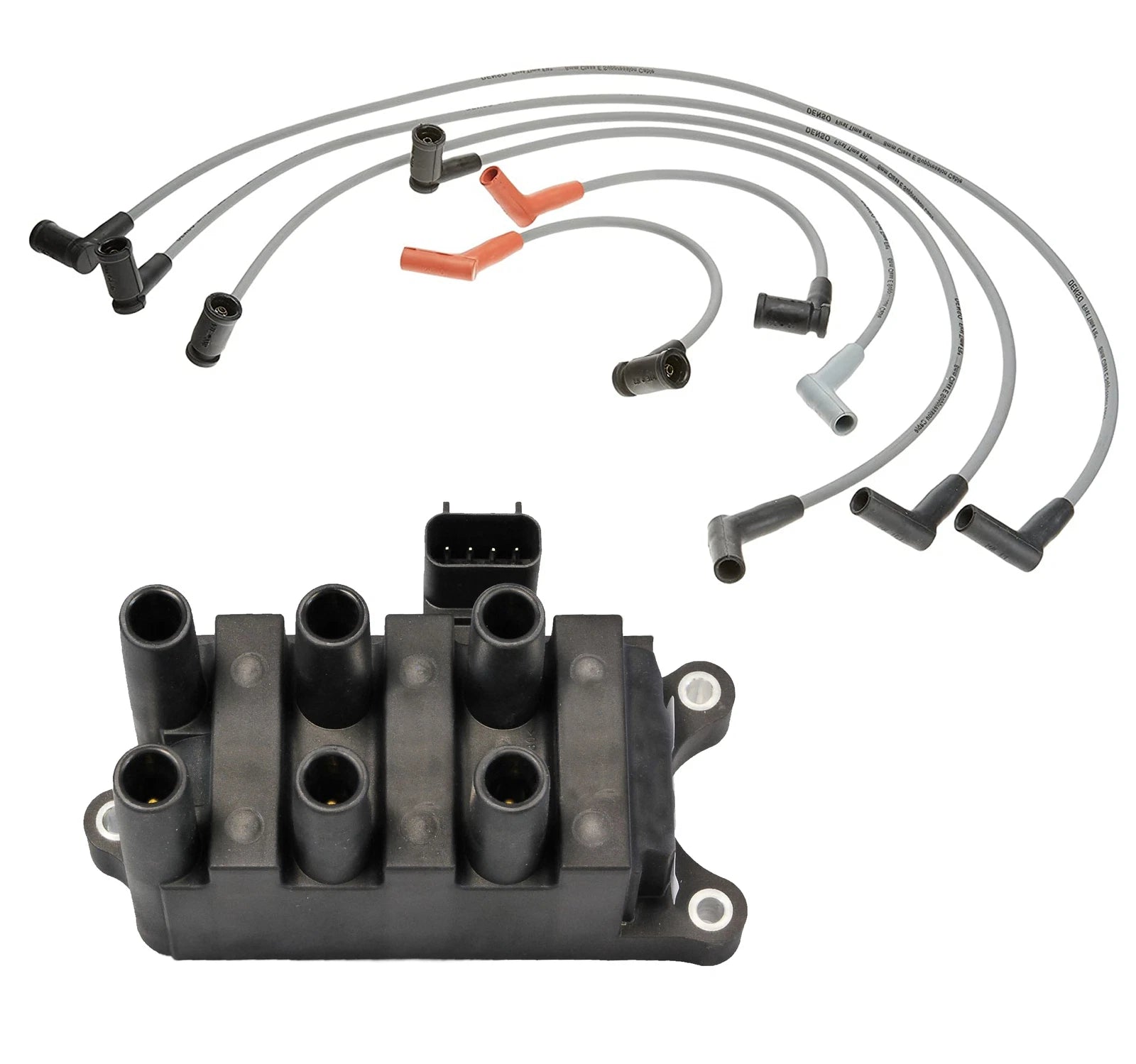 Ignition Coil & Spark Plug Wire Set for Ford Mercury 4.2L 3.9L V6 (2000–2008)