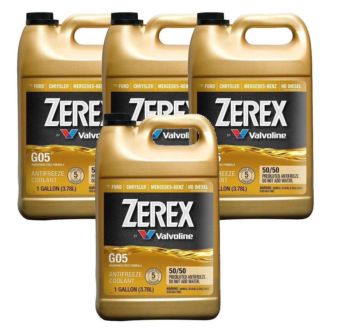 4X 1 Gallon Zerex G-05 Coolant Antifreeze 50/50 Prediluted