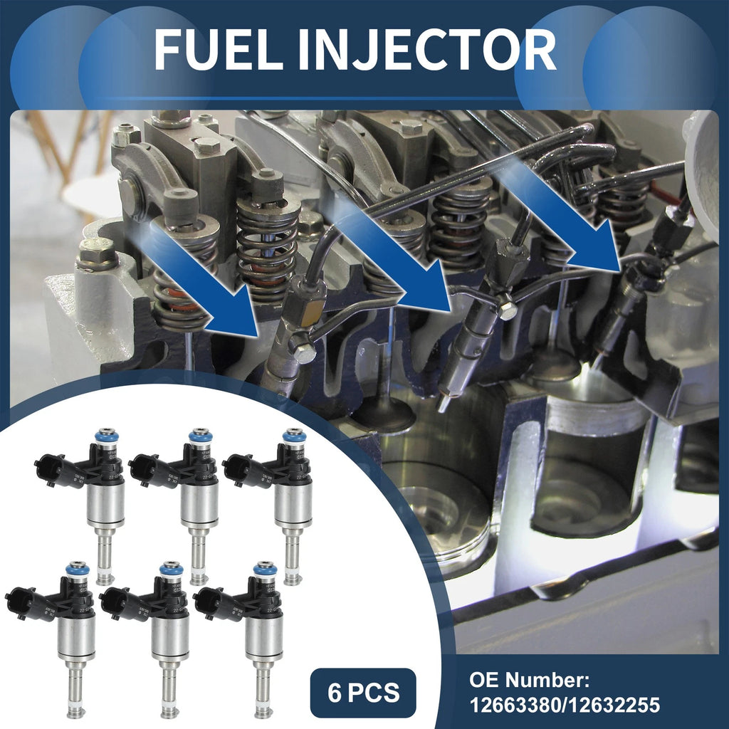 Set of 6 Fuel Injectors for Chevy Traverse (2009–2016) 3.6L No.12663380