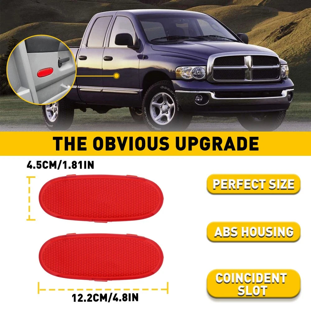 Set of 2 Front Door Panel Reflector Light Covers for Dodge Ram 1500 2500 3500