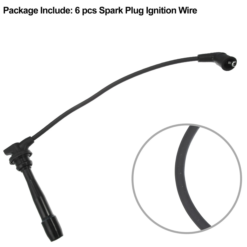 6pcs Spark Plug Ignition Wire for Hyundai Sonata GLS (1999–2001) Black