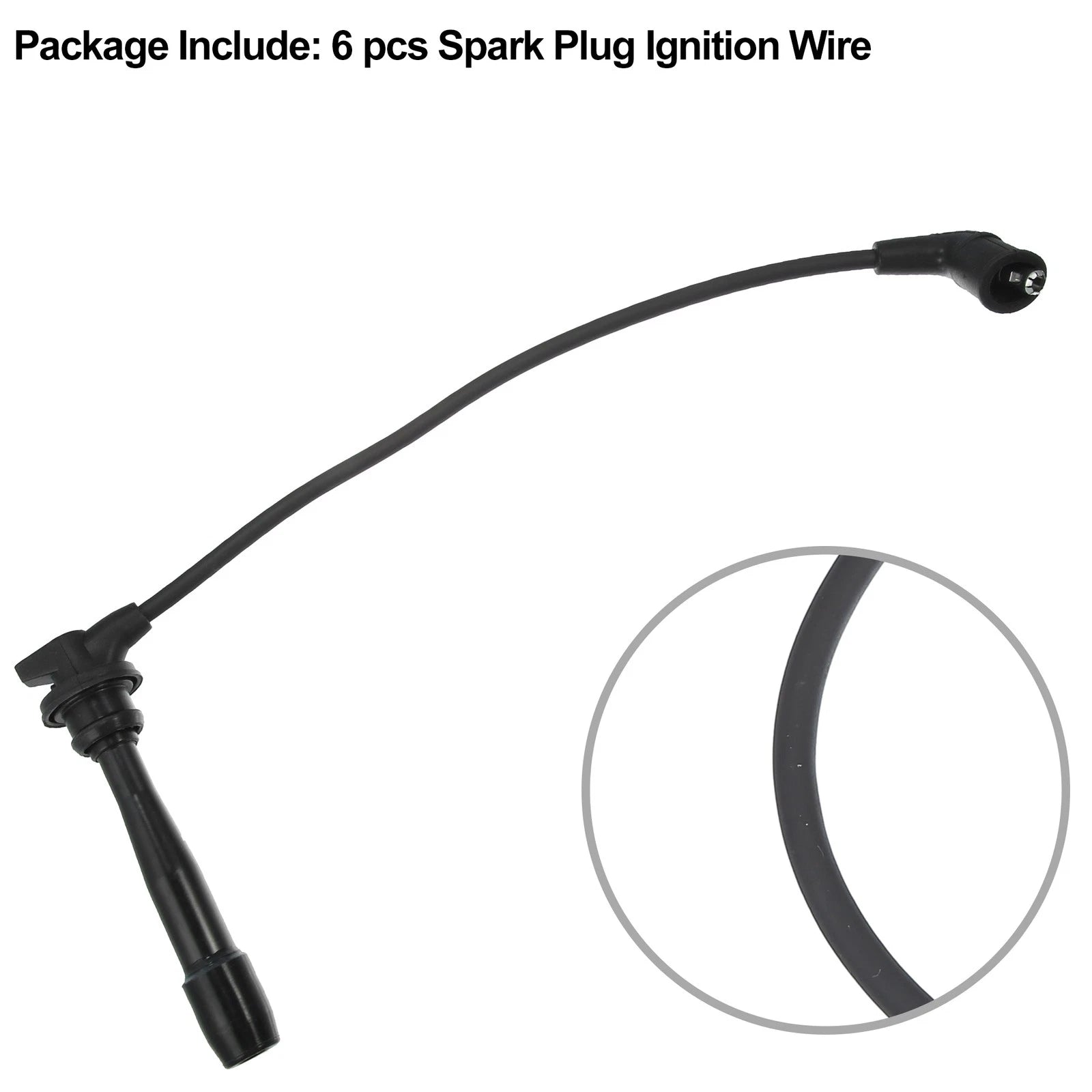 6pcs Spark Plug Ignition Wire for Hyundai Sonata GLS (1999–2001) Black