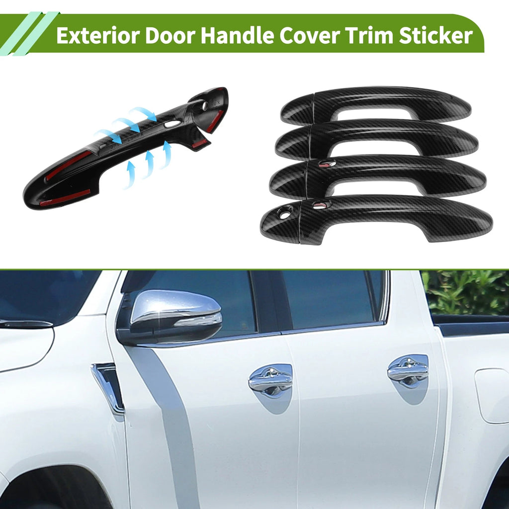 Set of 1 Exterior Door Handle Cover Trim for Toyota Hilux (2015–2023) - Carbon Fiber Black
