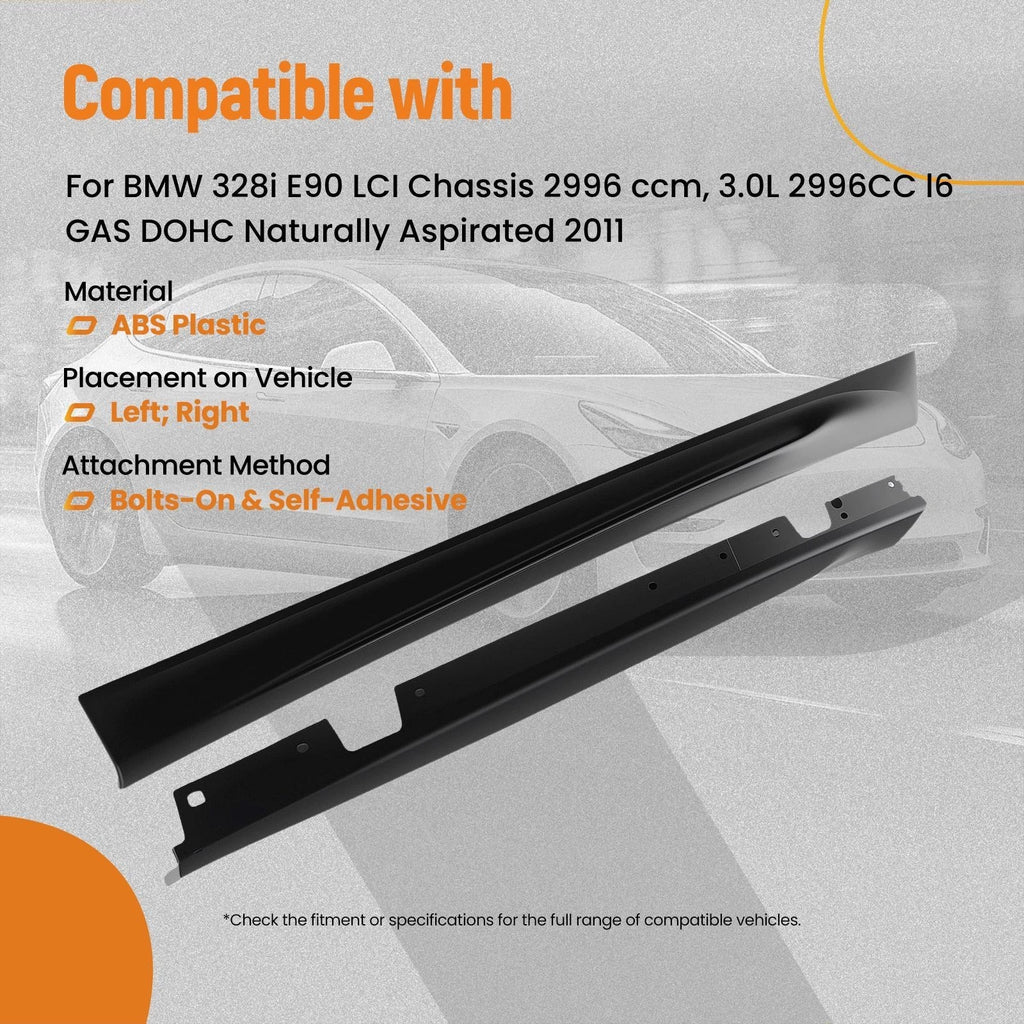 Side Skirt Extension Panel for BMW 3-Series E90 E91 (2006–2011) Black