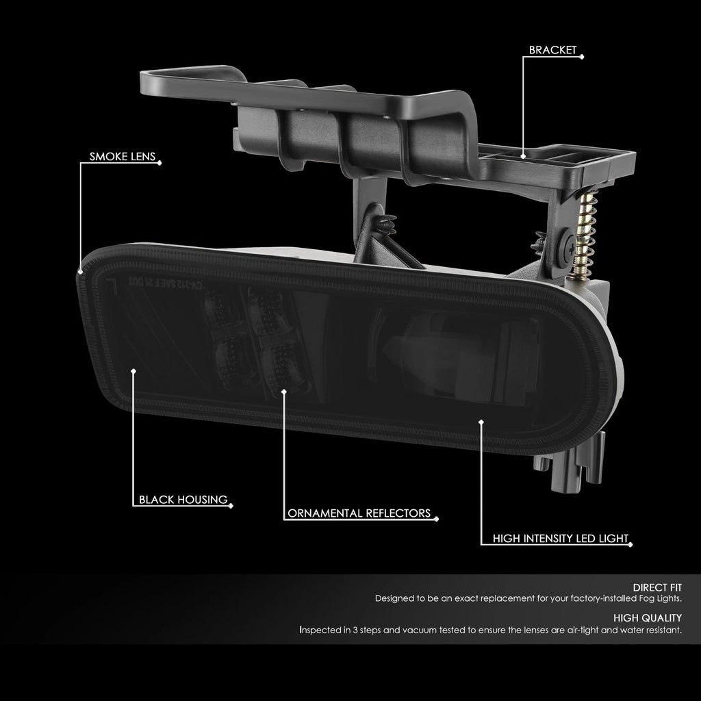 2X Black Smoked Projector Full LED Fog Lights for Silverado Suburban Tahoe (1999–2006)