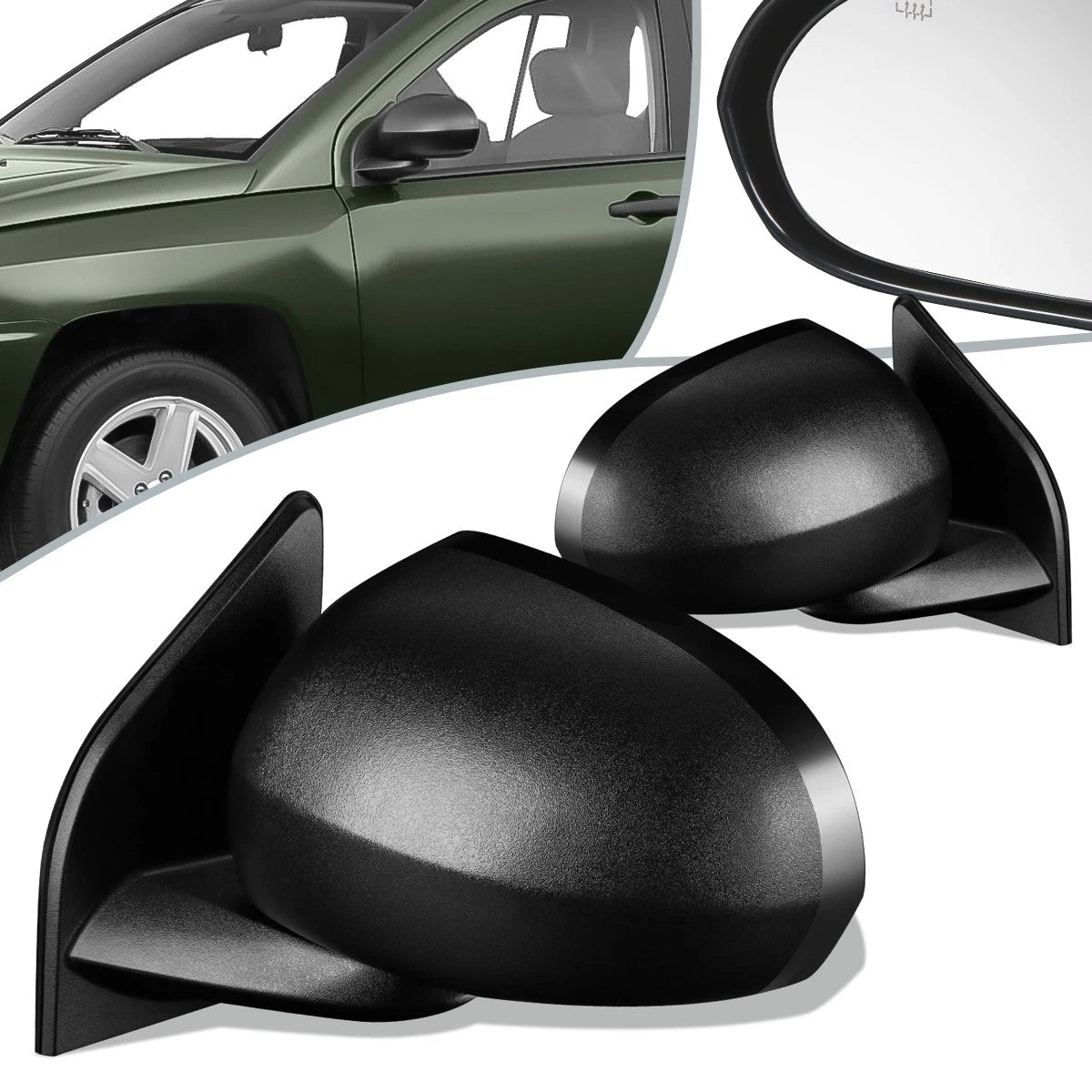 Pair of Powered Heated Side Door Mirrors for Jeep Compass (2007–2010) CH1320262 CH1321262