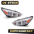 Set of 2 Halogen Headlights with LED DRL Chrome for Ford Focus (2015–2018)