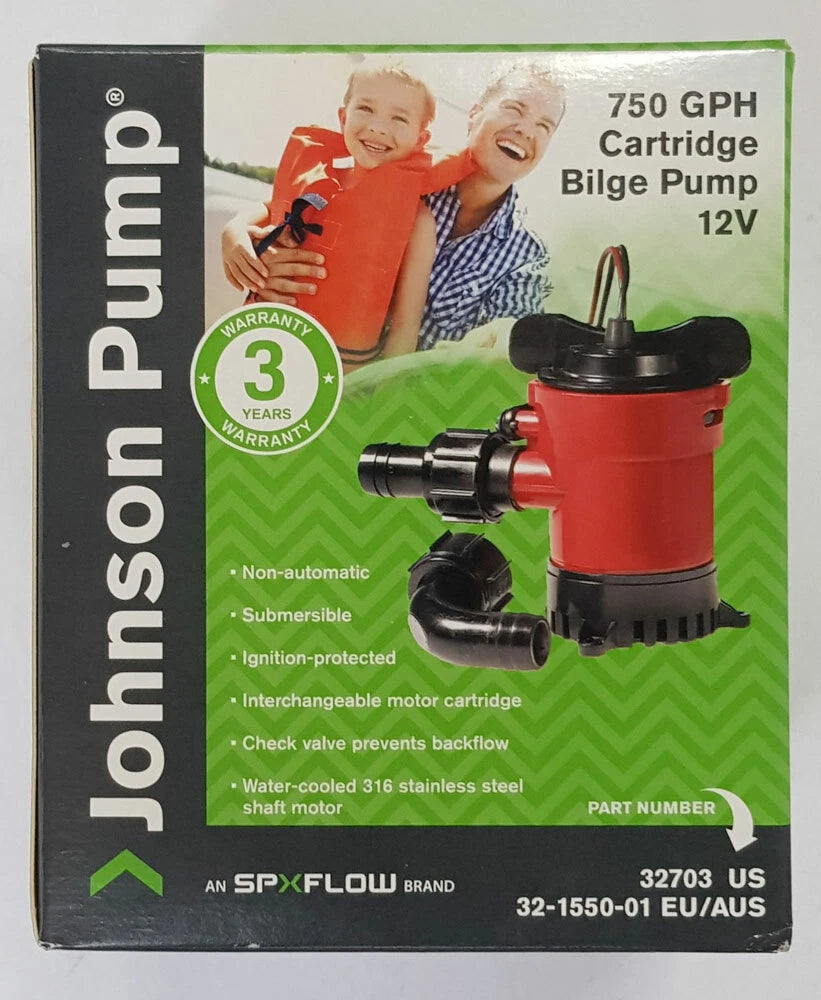 SPX Johnson Submersible Bilge Pump L550 800gph 12V (32-1550-01, BLA 131804)