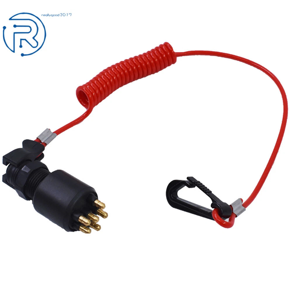 Ignition Key Switch with Safety Lanyard for Evinrude Johnson (175–500)