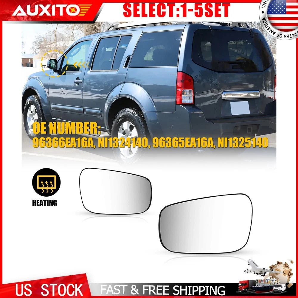 Set of 2 Heated Mirror Glass with Blind Spot for Nissan Frontier (2005–2023)