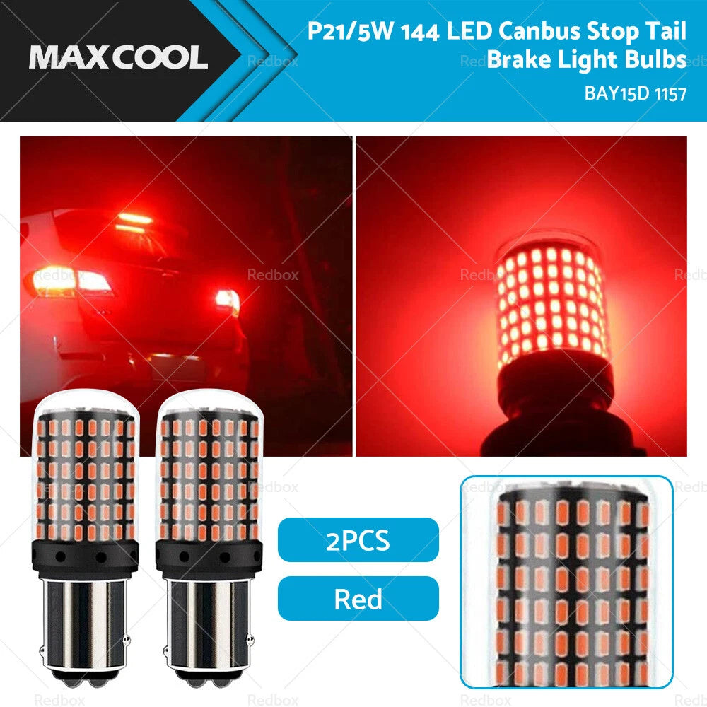 2X P21/5W BAY15D 1157 144 Red LED Brake Light Bulbs for Universal