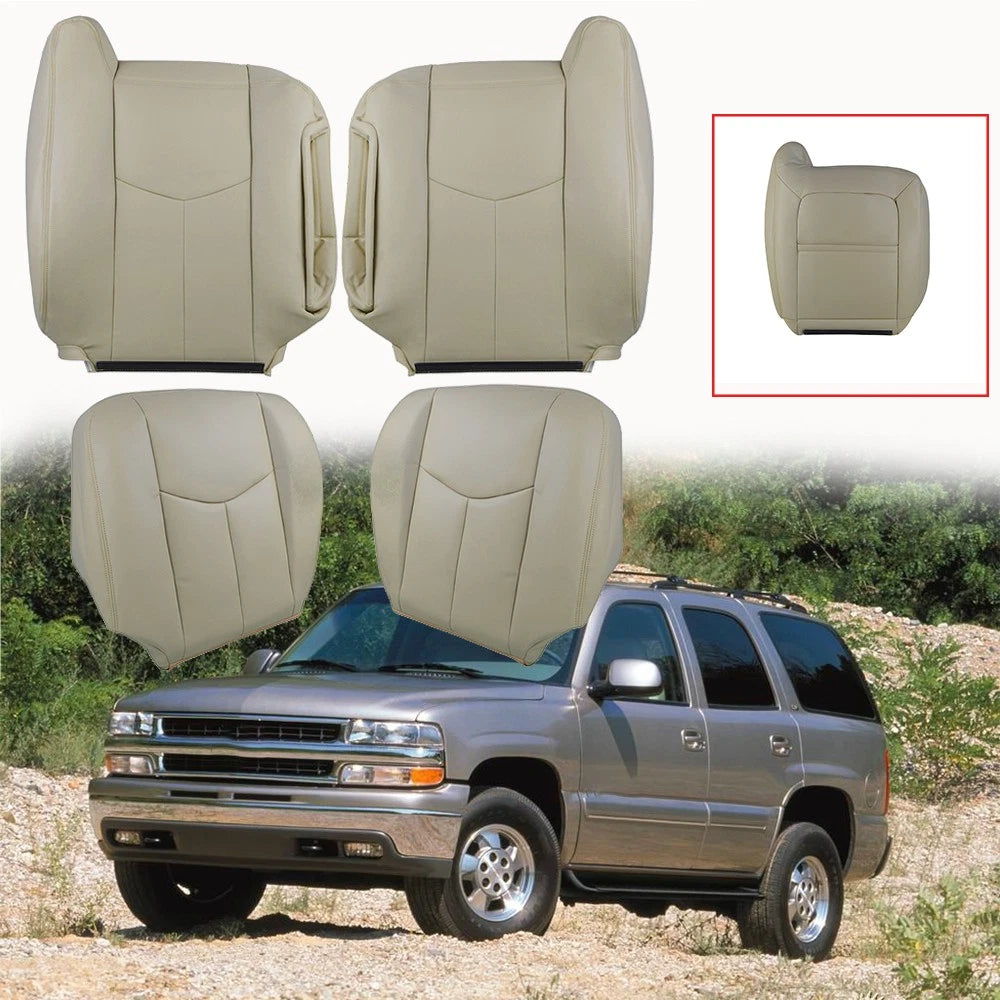 Set of 2 Leather Seat Covers for Chevy Tahoe (2003–2006) Tan