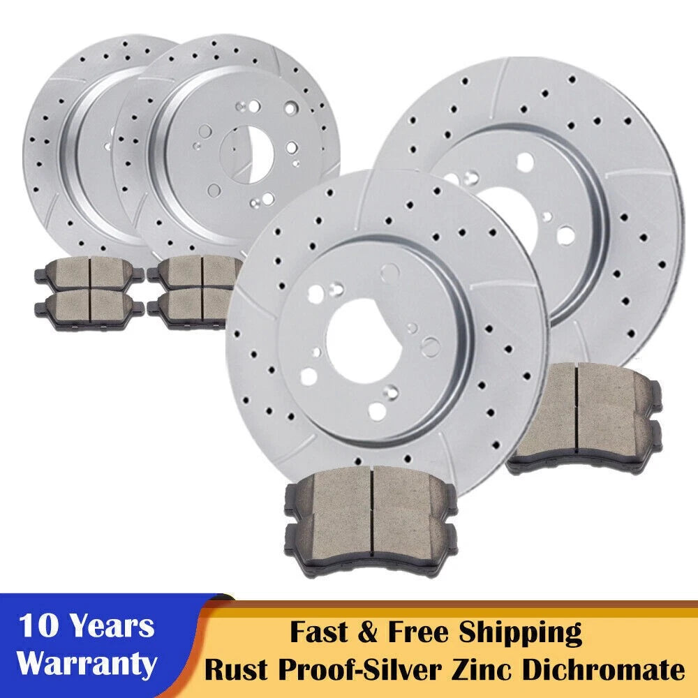 Front Rear Slotted Brake Discs Rotors Ceramic Pads for Honda Odyssey (YYYY–YYYY)