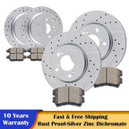 Front Rear Slotted Brake Discs Rotors Ceramic Pads for Honda Odyssey (YYYY–YYYY)