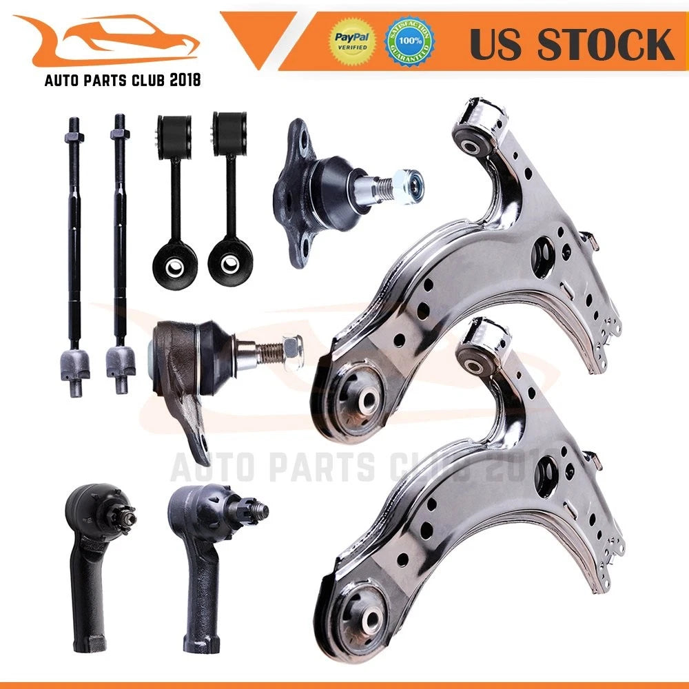 Set of 10 Ball Joints Control Arms Tie Rod Ends for Volkswagen Jetta (2002–2004)