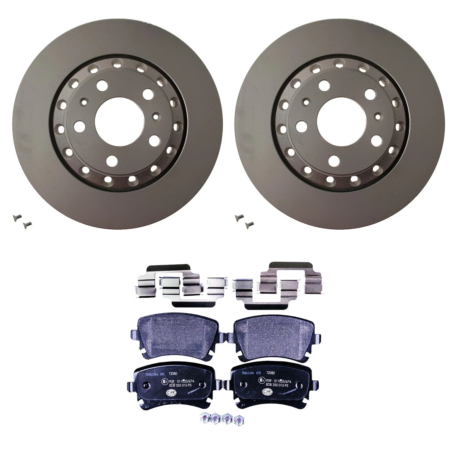 Hella Rear Rotors & Low-Met Disc Brake Pad Kit for A8 Quattro (2004–2010)