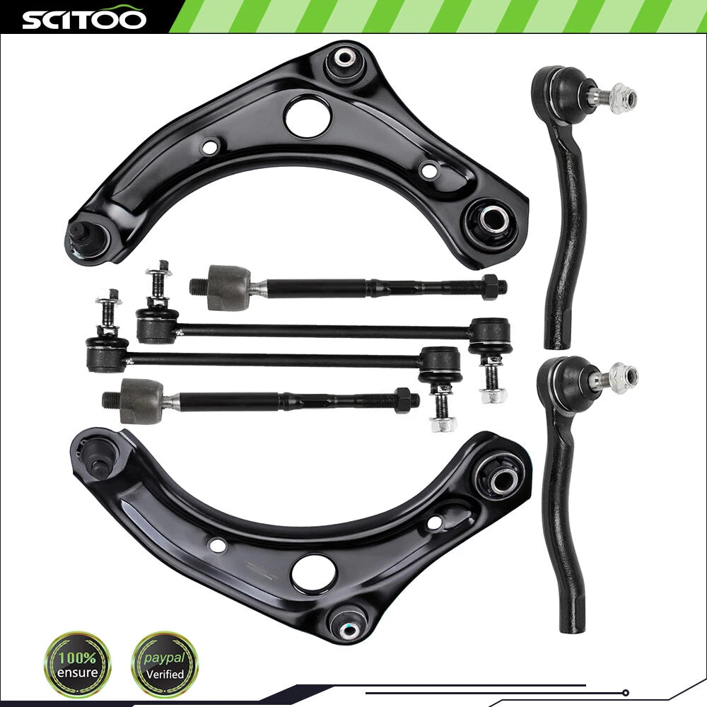 8Pcs Front Control Arm Ball Joint Tie Rod End Sway Bar for Nissan Micra (2015–2019)
