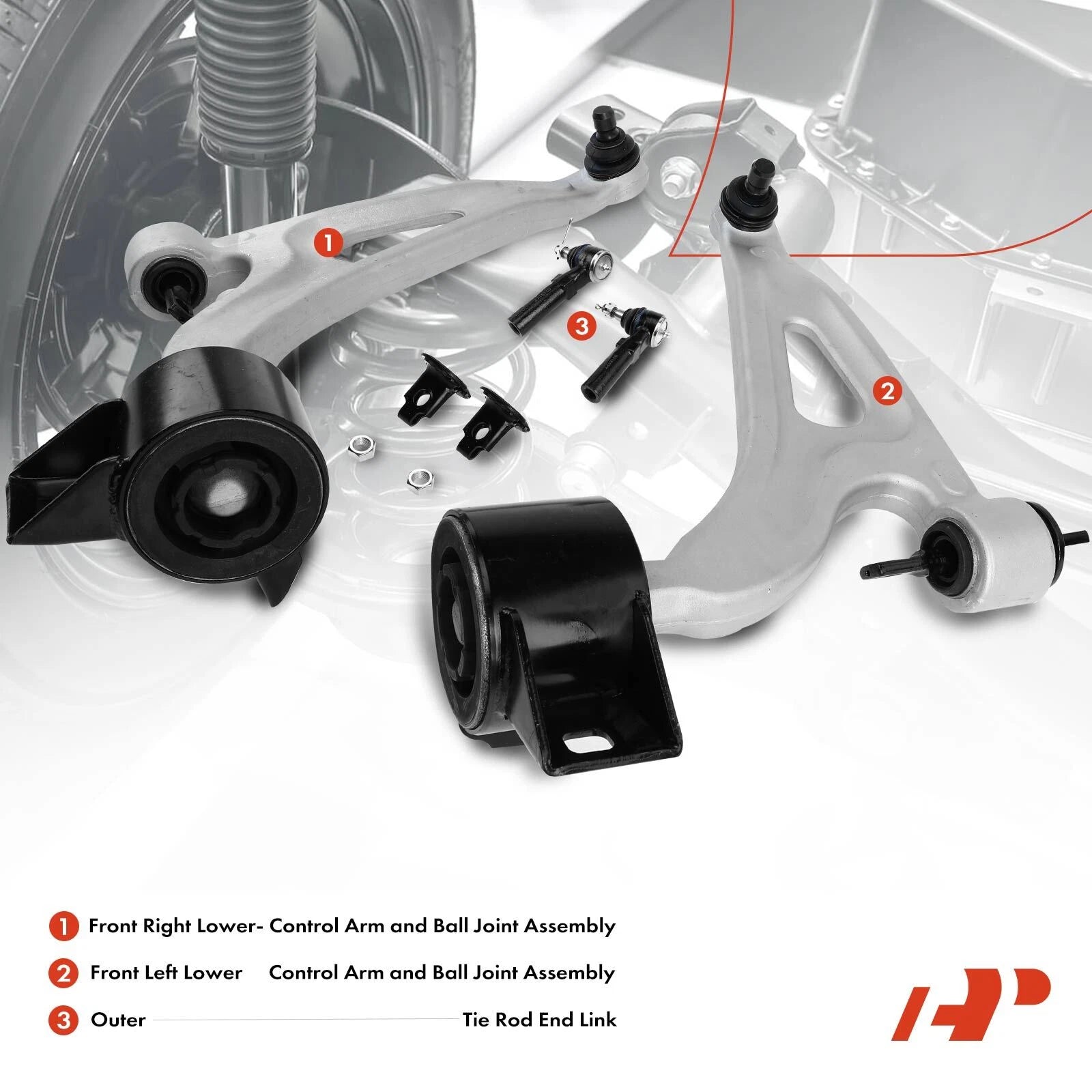Set of 4 Control Arm Ball Joint Assembly Tie Rod for Ford Mercury