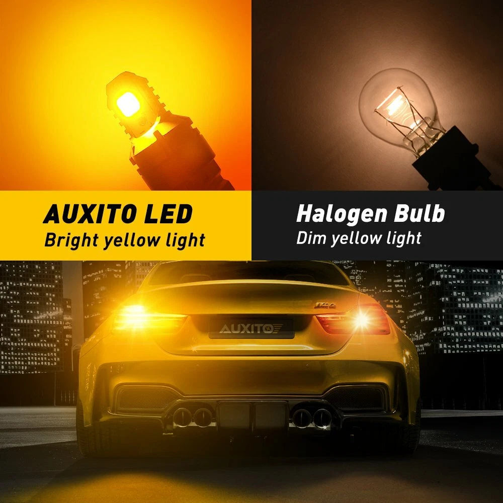 2Pcs 3157 LED Amber Yellow Turn Signal Parking Bulbs for Vehicles