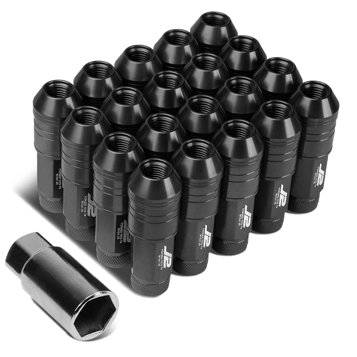 20Pcs J2 7075 Forged Aluminum M12x1.25 Open-End Lug Nut Kit for