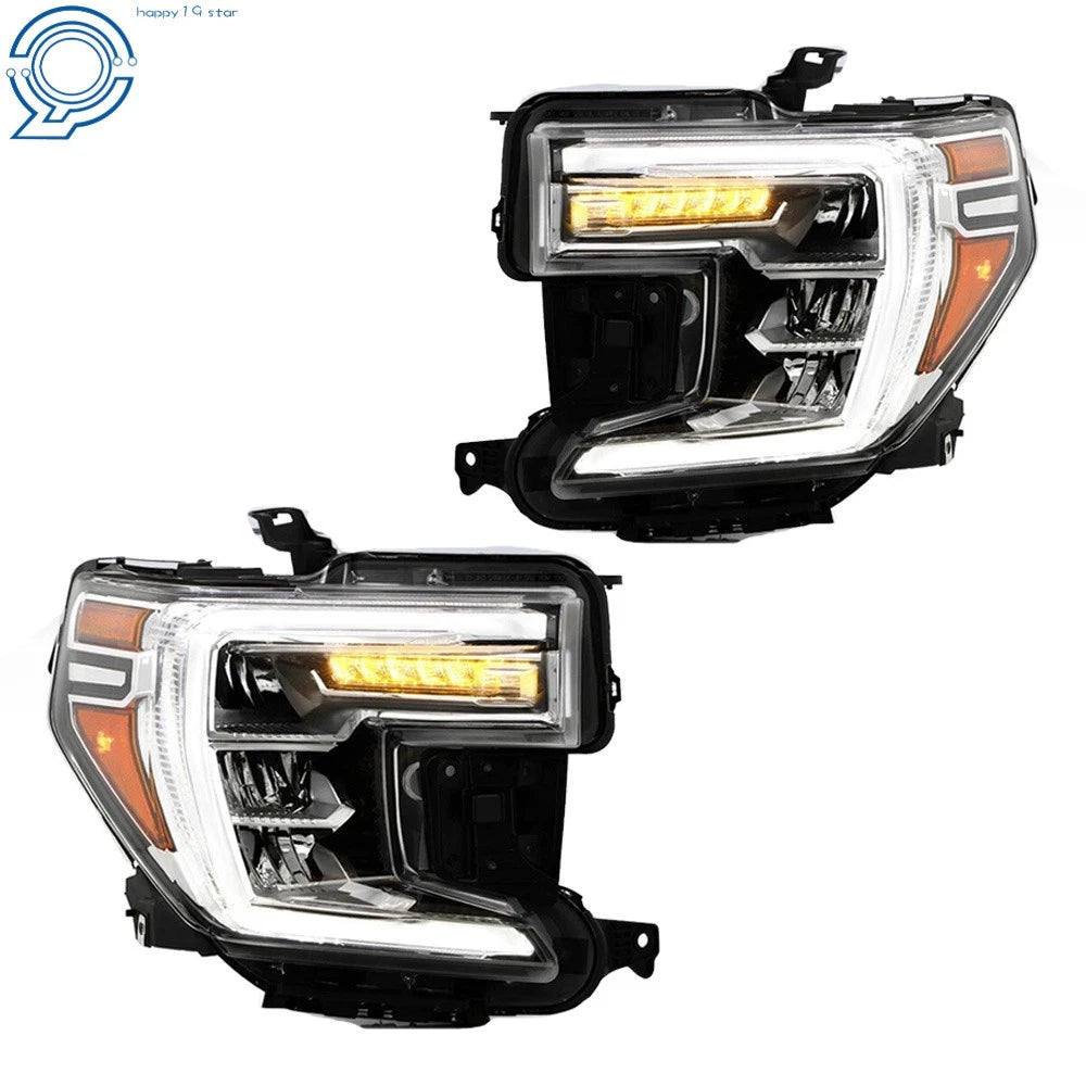 Full LED Headlights for GMC Sierra 1500 (2019-2021) Chrome Right + Left
