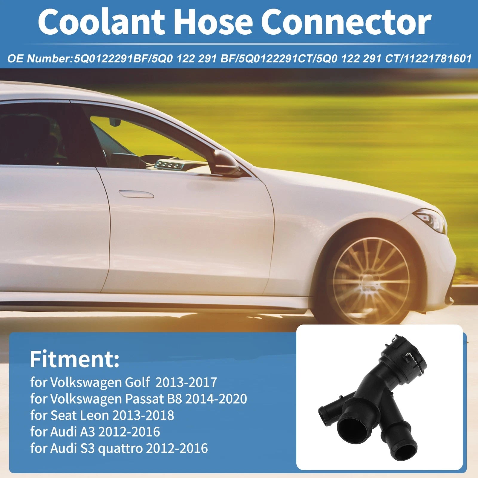 Engine Coolant Hose Connector for Volkswagen Golf (2013–2017) No. 5Q0122291BF