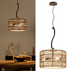 3-Light LED Pendant Light Fixture for Boho Rattan Style