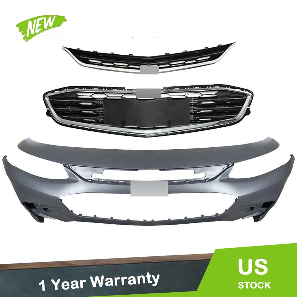 Front Bumper Cover & Grille Replacement Combo Set for Chevrolet Malibu (2016–2018)