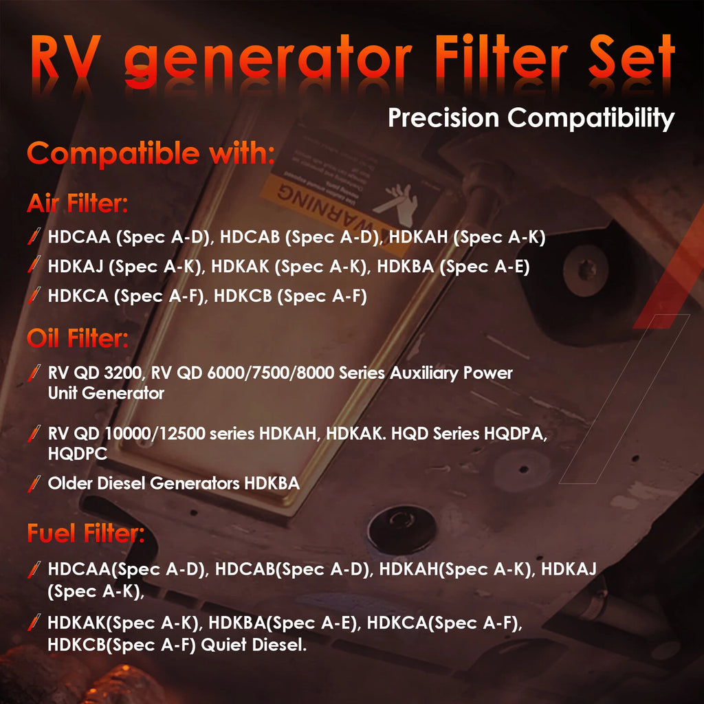 Air Oil Fuel Filter Kit for Fleetguard Onan Cummins (HDKAH, HDKAJ, HDCAA)