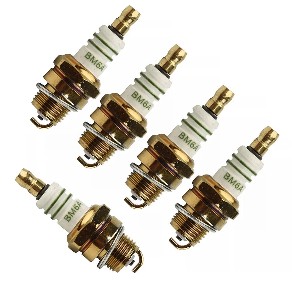 Set of 5 BM6A Ceramic Spark Plugs for Lawn Mower Strimmer Chainsaw M7 L7T CJ8 1560