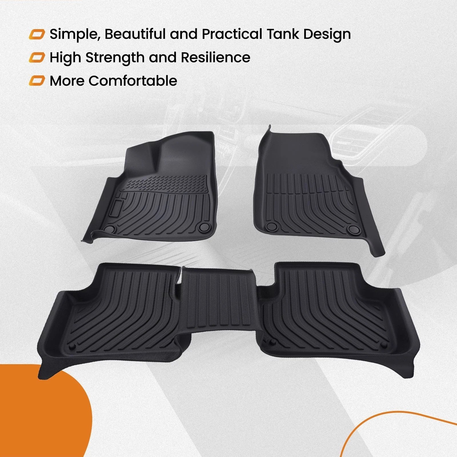Set of 4 TPE Rubber Black Carpet Floor Mats for Audi Q7 (2017–2025)