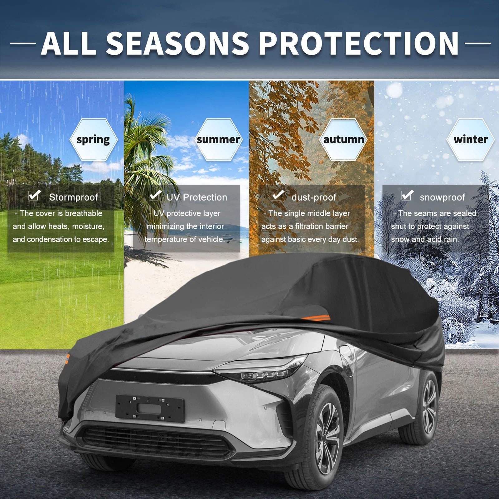 Waterproof 210D-PU Car Cover for Toyota BZ4X (2022–2023)