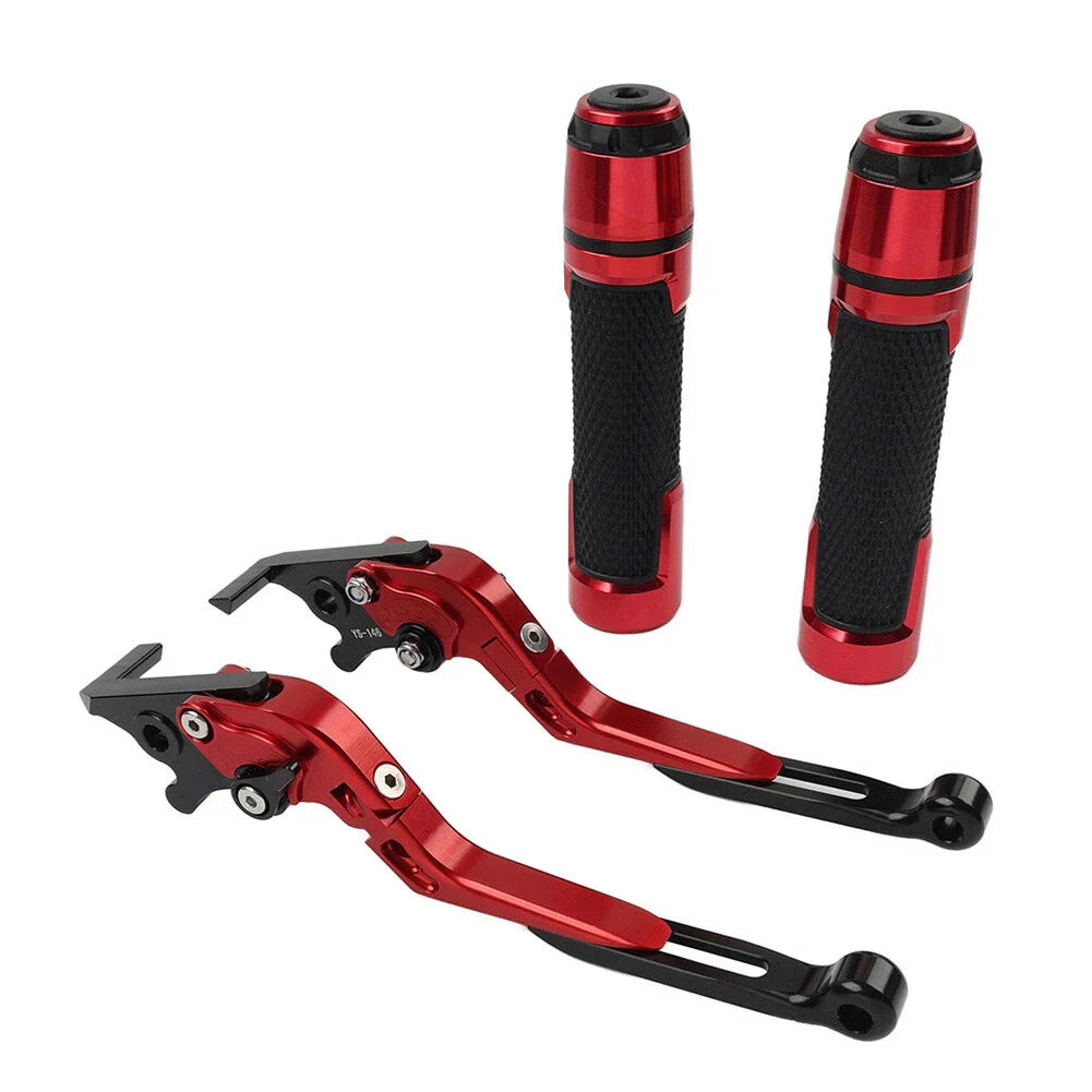 Red Extendable Brake Clutch Levers & Handlebar Grips for Honda CBR600RR (2003-2016)