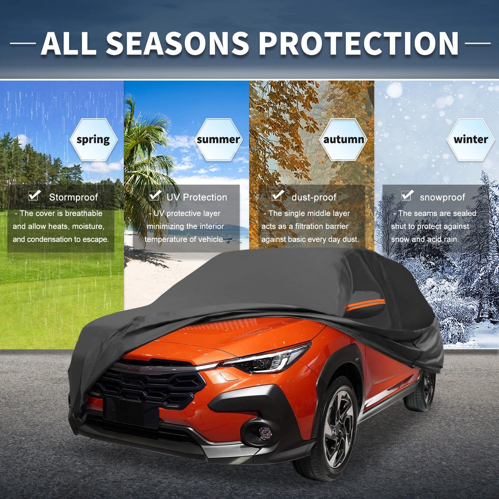 Waterproof Car Cover for Subaru Crosstrek (2018–2023) w/ Driver Door Zipper