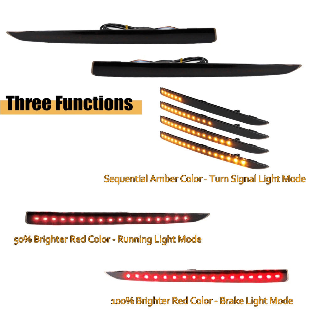 Smoke LED Rear Bumper Reflectors for Lincoln MKZ (2013–2020)
