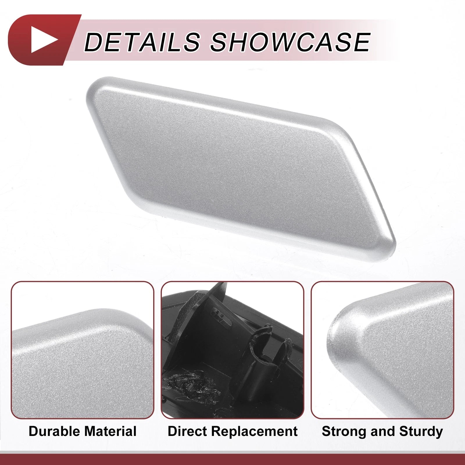 Front Right Washer Nozzle Cover Cap for Subaru Outback (2010–2012) Silver Tone