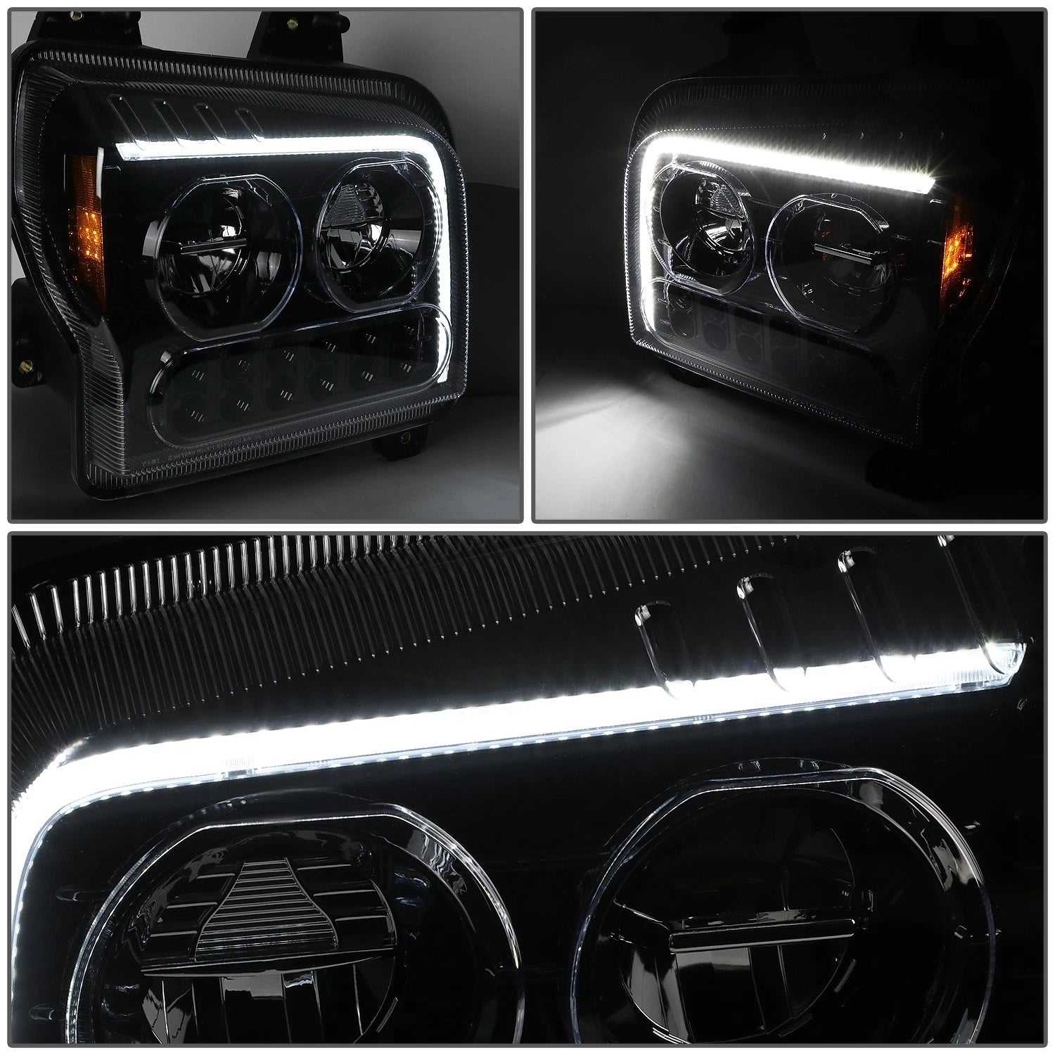 LED DRL Sequential Turn Signal Headlights for Kenworth W990 (2019–2022)