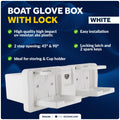 Boat Glove Box with Drink Cup Holders for Universal Fit (Lockable, White)