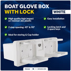 Boat Glove Box with Drink Cup Holders for Universal Fit (Lockable, White)