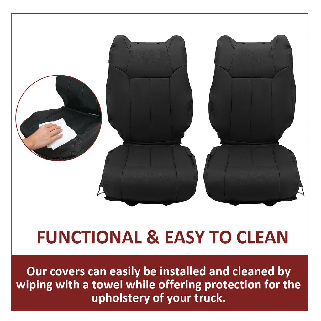 Set of 2 Black Front & Rear Seat Covers for Toyota Tundra CrewMax (2014–2021)