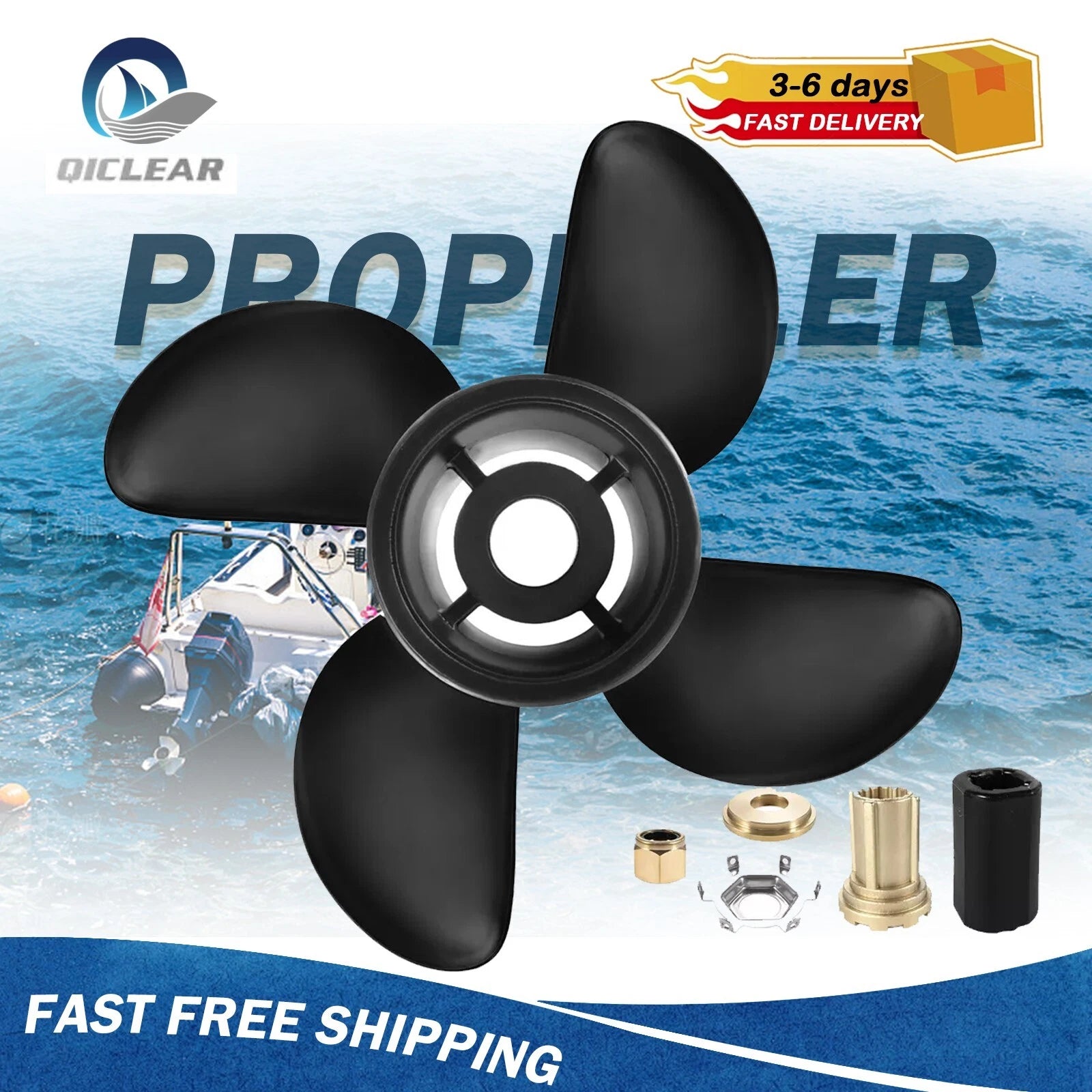 14.5 x 17 Boat Propeller 4 Blades 15 Tooth for Mercury Mercruiser (135-300HP)