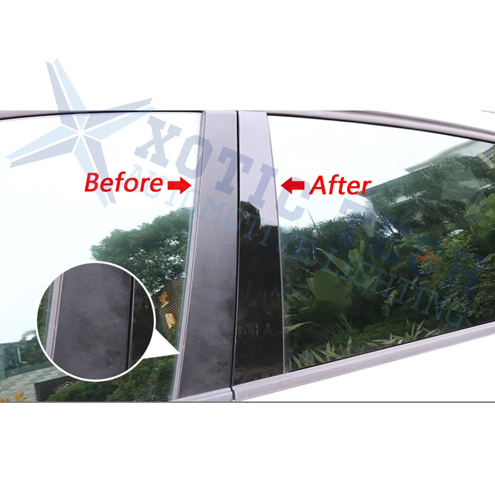 Black Tint Door Side Window Pillar Posts Cover Trims for Honda Accord (2013-2017)