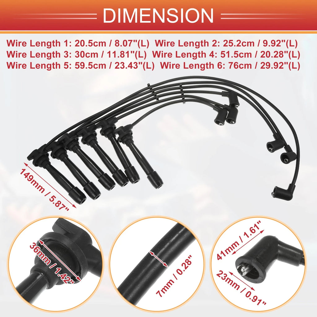 6X Spark Plug Wire Ignition Coil Cable No. 2750137B00 for Hyundai Sonata (1999–2005)