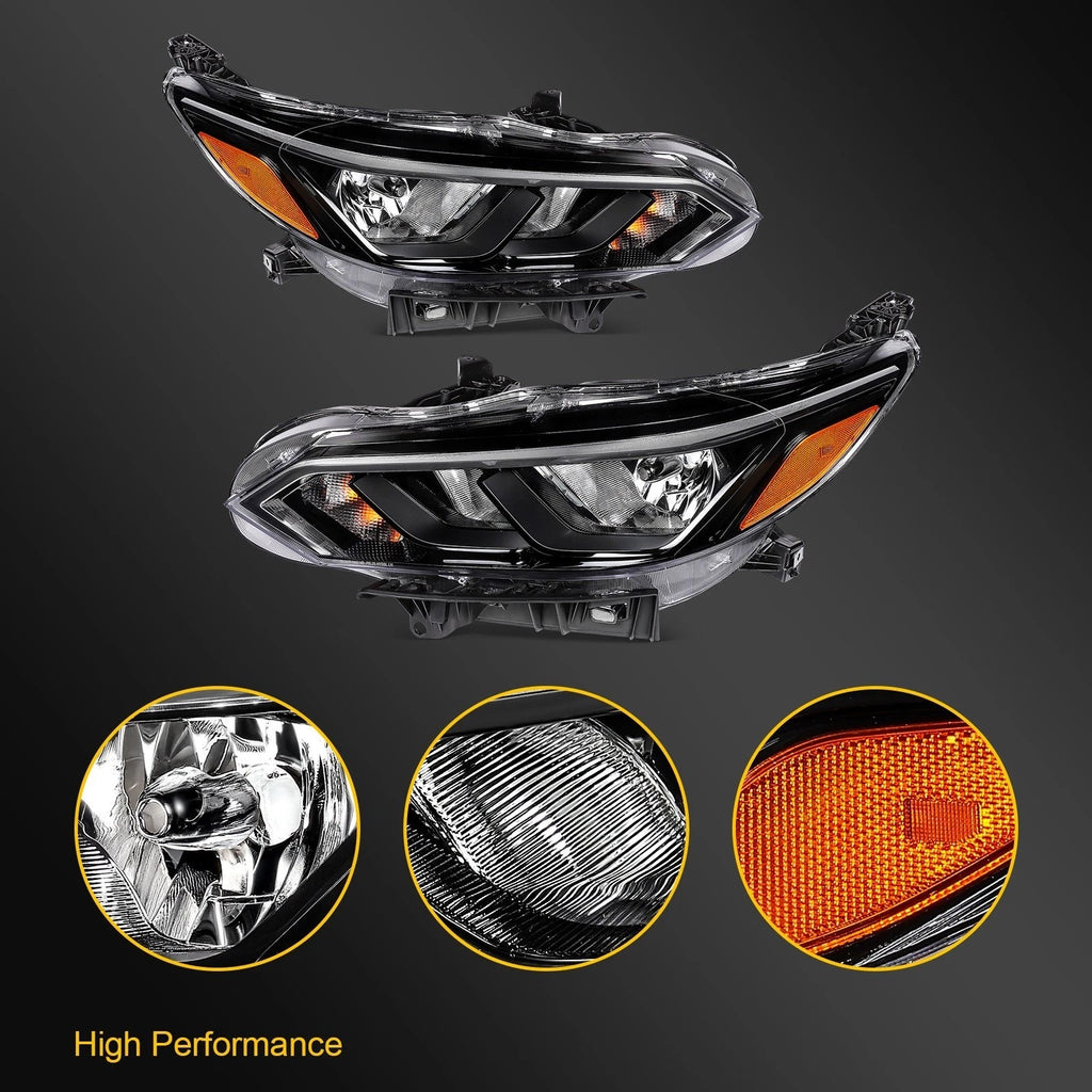 2X Black Halogen Headlights Assembly for Nissan Sentra
