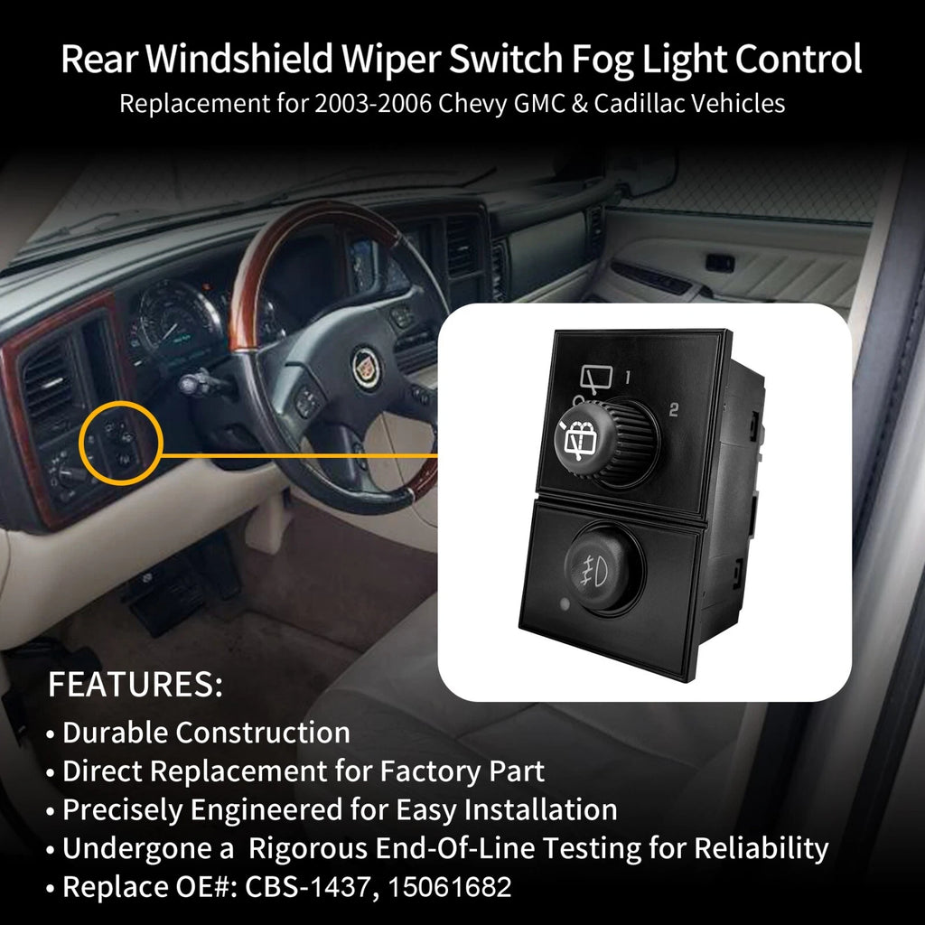 Rear Wiper Switch for Chevy Silverado GMC Sierra Yukon (2003-2006)