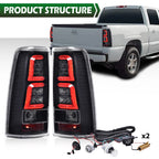 LED Tube Tail Lights for Chevy Silverado GMC Sierra (1999–2006)