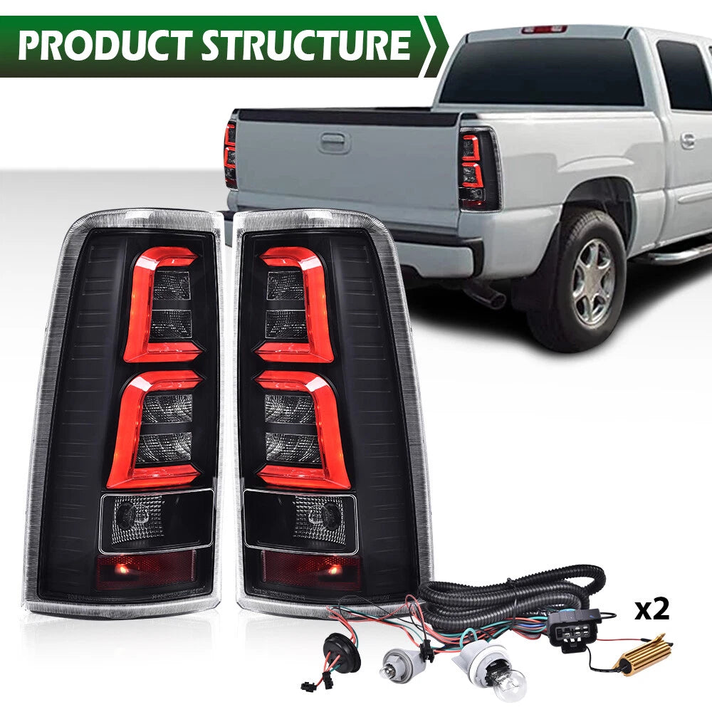 LED Tube Tail Lights for Chevy Silverado GMC Sierra (1999–2006)