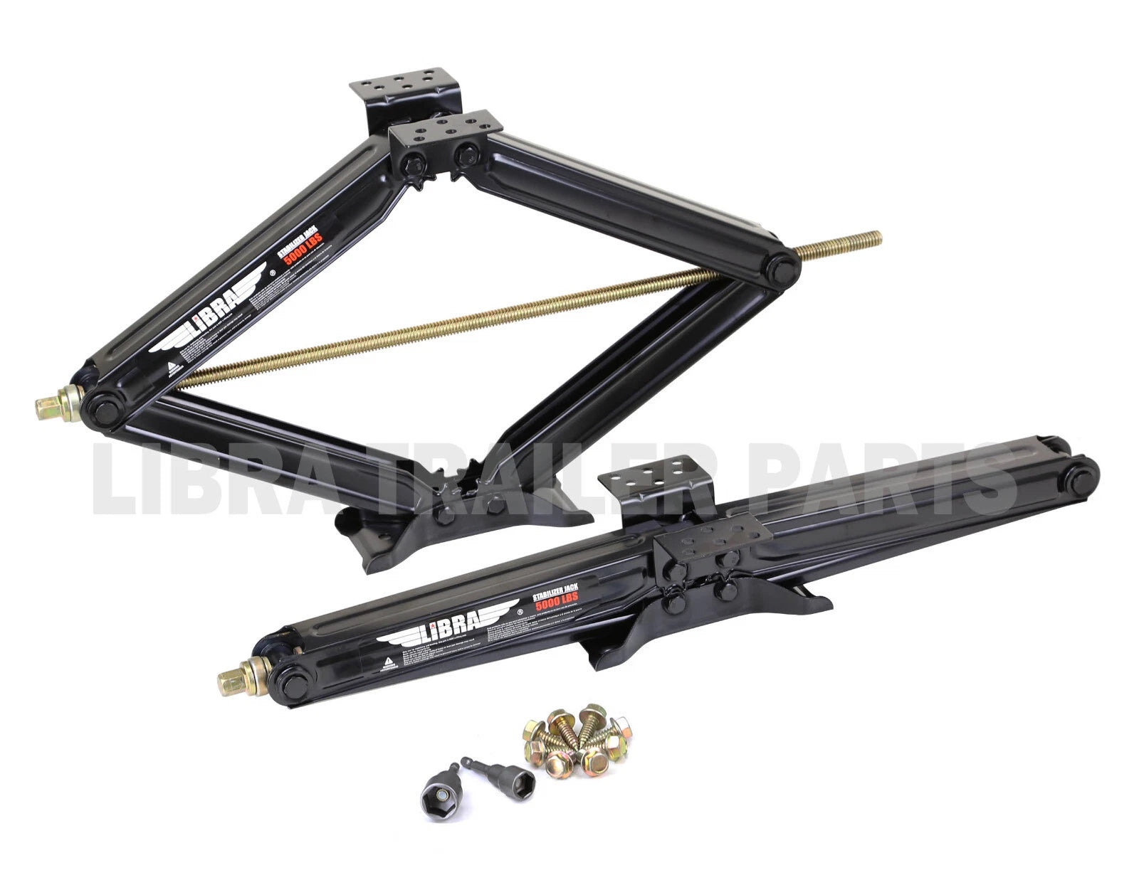 2X Libra 30" 5000lb RV Stabilizer Leveling Scissor Jacks w/Socket & Kit